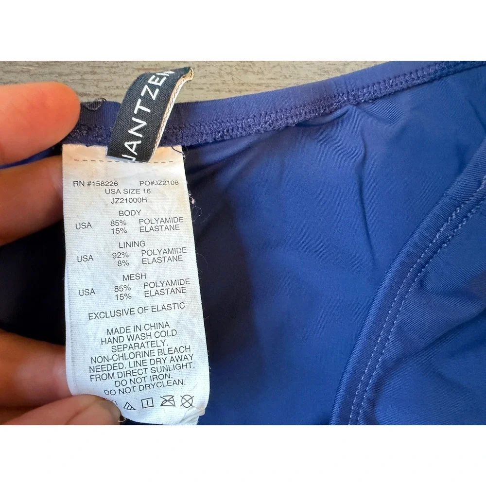 Jantzen Womens Navy Blue High Waisted Bikini Bottom Swim Brief Size 16 JZ21000H